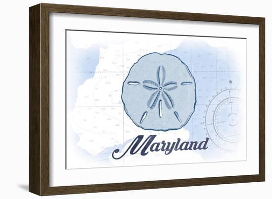 Maryland - Sand Dollar - Blue - Coastal Icon-Lantern Press-Framed Art Print