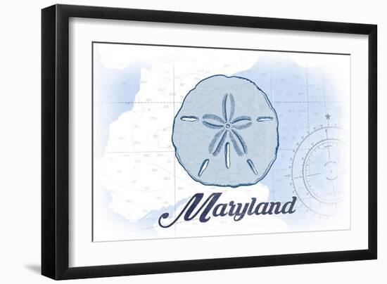 Maryland - Sand Dollar - Blue - Coastal Icon-Lantern Press-Framed Art Print