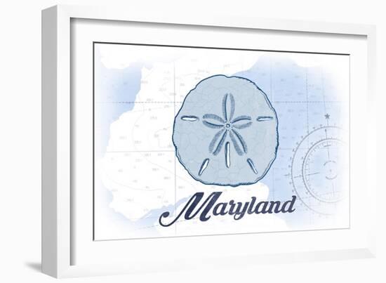 Maryland - Sand Dollar - Blue - Coastal Icon-Lantern Press-Framed Art Print