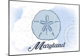 Maryland - Sand Dollar - Blue - Coastal Icon-Lantern Press-Mounted Art Print