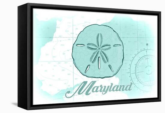 Maryland - Sand Dollar - Teal - Coastal Icon-Lantern Press-Framed Stretched Canvas