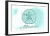 Maryland - Sand Dollar - Teal - Coastal Icon-Lantern Press-Framed Art Print