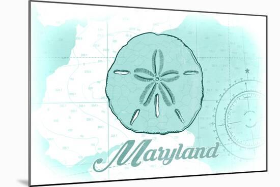 Maryland - Sand Dollar - Teal - Coastal Icon-Lantern Press-Mounted Art Print