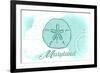 Maryland - Sand Dollar - Teal - Coastal Icon-Lantern Press-Framed Premium Giclee Print