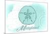 Maryland - Sand Dollar - Teal - Coastal Icon-Lantern Press-Mounted Premium Giclee Print