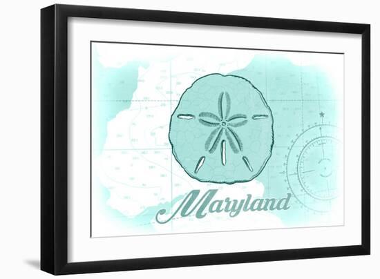 Maryland - Sand Dollar - Teal - Coastal Icon-Lantern Press-Framed Art Print