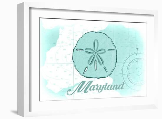 Maryland - Sand Dollar - Teal - Coastal Icon-Lantern Press-Framed Art Print