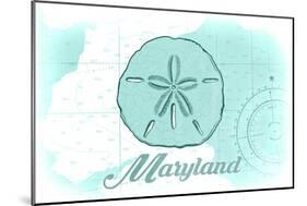 Maryland - Sand Dollar - Teal - Coastal Icon-Lantern Press-Mounted Art Print