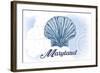 Maryland - Scallop Shell - Blue - Coastal Icon-Lantern Press-Framed Art Print