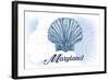 Maryland - Scallop Shell - Blue - Coastal Icon-Lantern Press-Framed Art Print