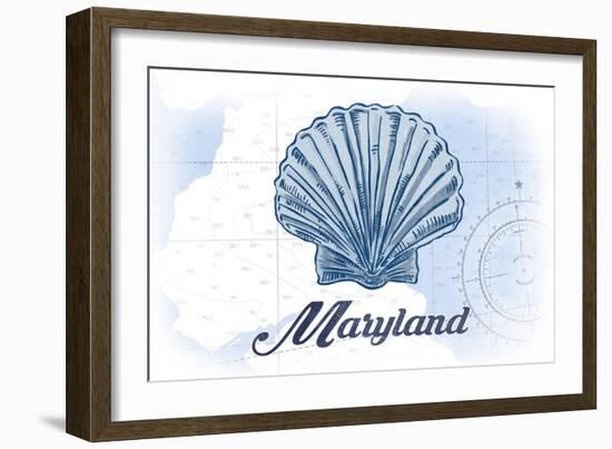 Maryland - Scallop Shell - Blue - Coastal Icon-Lantern Press-Framed Art Print