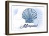 Maryland - Scallop Shell - Blue - Coastal Icon-Lantern Press-Framed Art Print