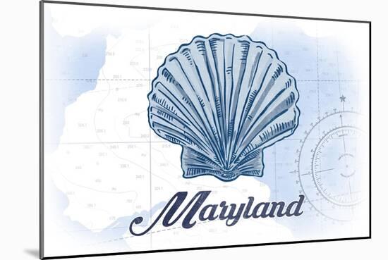 Maryland - Scallop Shell - Blue - Coastal Icon-Lantern Press-Mounted Art Print