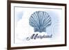 Maryland - Scallop Shell - Blue - Coastal Icon-Lantern Press-Framed Art Print