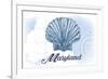 Maryland - Scallop Shell - Blue - Coastal Icon-Lantern Press-Framed Premium Giclee Print