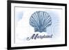 Maryland - Scallop Shell - Blue - Coastal Icon-Lantern Press-Framed Premium Giclee Print