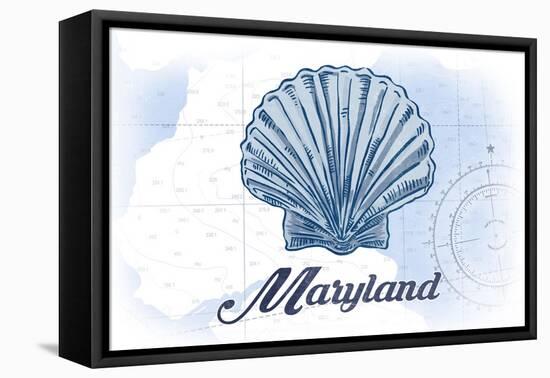 Maryland - Scallop Shell - Blue - Coastal Icon-Lantern Press-Framed Stretched Canvas