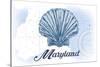 Maryland - Scallop Shell - Blue - Coastal Icon-Lantern Press-Stretched Canvas
