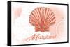 Maryland - Scallop Shell - Coral - Coastal Icon-Lantern Press-Framed Stretched Canvas