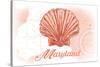 Maryland - Scallop Shell - Coral - Coastal Icon-Lantern Press-Stretched Canvas