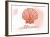 Maryland - Scallop Shell - Coral - Coastal Icon-Lantern Press-Framed Art Print