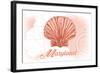 Maryland - Scallop Shell - Coral - Coastal Icon-Lantern Press-Framed Art Print