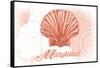 Maryland - Scallop Shell - Coral - Coastal Icon-Lantern Press-Framed Stretched Canvas