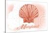 Maryland - Scallop Shell - Coral - Coastal Icon-Lantern Press-Stretched Canvas