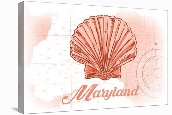 Maryland - Scallop Shell - Coral - Coastal Icon-Lantern Press-Stretched Canvas