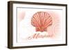 Maryland - Scallop Shell - Coral - Coastal Icon-Lantern Press-Framed Art Print