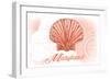 Maryland - Scallop Shell - Coral - Coastal Icon-Lantern Press-Framed Art Print