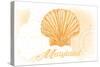 Maryland - Scallop Shell - Yellow - Coastal Icon-Lantern Press-Stretched Canvas