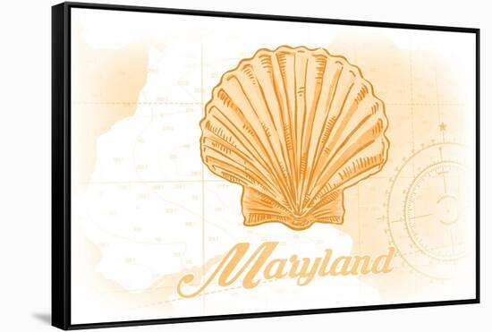 Maryland - Scallop Shell - Yellow - Coastal Icon-Lantern Press-Framed Stretched Canvas