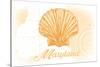 Maryland - Scallop Shell - Yellow - Coastal Icon-Lantern Press-Stretched Canvas