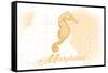 Maryland - Seahorse - Yellow - Coastal Icon-Lantern Press-Framed Stretched Canvas