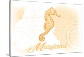 Maryland - Seahorse - Yellow - Coastal Icon-Lantern Press-Stretched Canvas