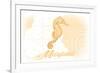 Maryland - Seahorse - Yellow - Coastal Icon-Lantern Press-Framed Premium Giclee Print