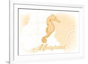 Maryland - Seahorse - Yellow - Coastal Icon-Lantern Press-Framed Premium Giclee Print