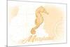 Maryland - Seahorse - Yellow - Coastal Icon-Lantern Press-Mounted Premium Giclee Print