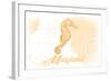 Maryland - Seahorse - Yellow - Coastal Icon-Lantern Press-Framed Art Print