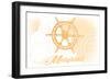 Maryland - Ship Wheel - Yellow - Coastal Icon-Lantern Press-Framed Art Print