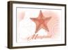 Maryland - Starfish - Coral - Coastal Icon-Lantern Press-Framed Art Print