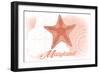 Maryland - Starfish - Coral - Coastal Icon-Lantern Press-Framed Art Print