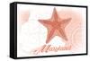 Maryland - Starfish - Coral - Coastal Icon-Lantern Press-Framed Stretched Canvas