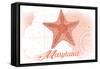 Maryland - Starfish - Coral - Coastal Icon-Lantern Press-Framed Stretched Canvas