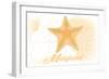 Maryland - Starfish - Yellow - Coastal Icon-Lantern Press-Framed Art Print