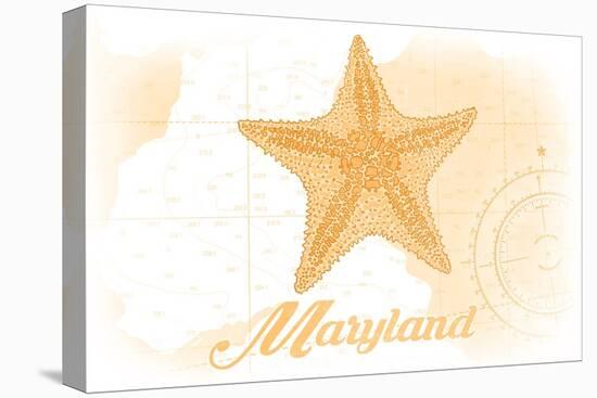Maryland - Starfish - Yellow - Coastal Icon-Lantern Press-Stretched Canvas