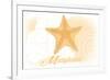 Maryland - Starfish - Yellow - Coastal Icon-Lantern Press-Framed Premium Giclee Print