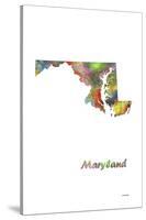 Maryland State Map 1-Marlene Watson-Stretched Canvas