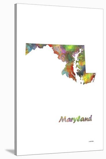 Maryland State Map 1-Marlene Watson-Stretched Canvas